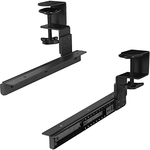 VIVO Black Clamp & 12" Rail Set for DIY Wooden Keyboard Tray, MOUNT-RAIL02H