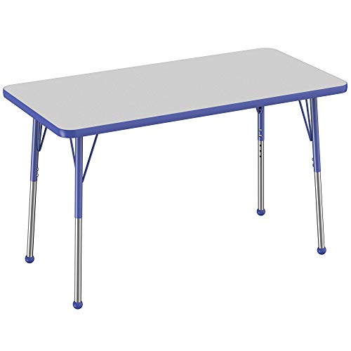 FDP 24" x 48" Rectangle Table with Ball Glide Legs - Gray/Blue, 10008-GYBL