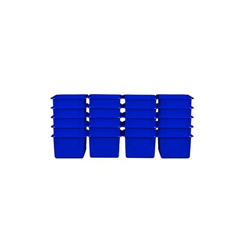 Wood Designs Cubby Storage Bin, Heavy Duty Plastic Containers for Kids Blue Cubby Tray Set of 20