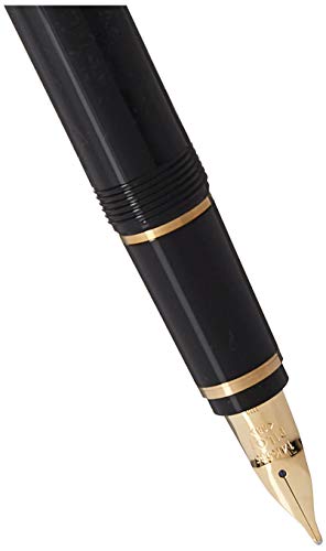 PILOT Namiki Falcon Collection Fountain Pen, Black Barrel with Gold Accents, Soft Broad Nib (60352)