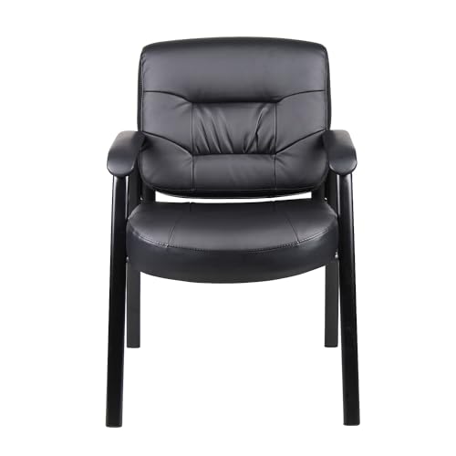 Boss Office Products Executive Mid Back LeatherPlus Guest Chair in Black (B7509)