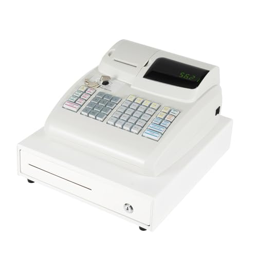 47 Keys Electronic Cash Register, Commercial Pos System Cash Management System Electronic Cash-registers with 4 Bill Slots & 5 Coin Slots for Small Businesses Retailers Supermarkets