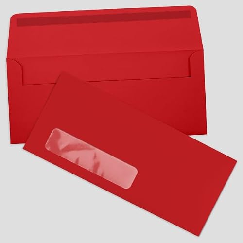 LUXPaper #10 Business Window Envelopes | 4 1/8" x 9 1/2" | Ruby Red | 80lb. Text | 1,000 Qty