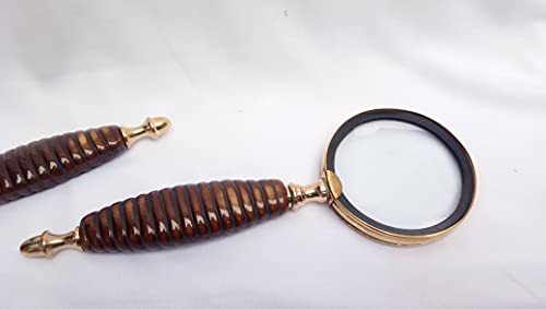 ASI NAUTICAL Marine Nautical Store Decorative Brass Magnifying Glass & Letter Opener on Stand Desk Top - Set of 2 for Office Decor, Room Decor, Table Decor