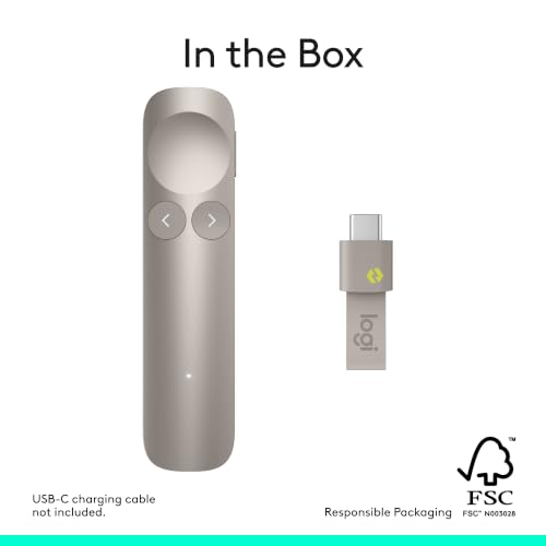 Logitech Spotlight 2 Presentation Remote Wireless Clicker Haptics - Sand