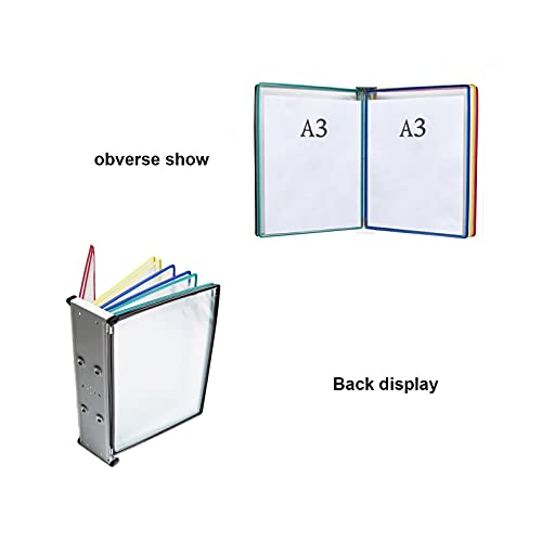 JGSYD Durable Magnetic Wall-Mounted Reference System, 5-Pocket Desk Reference Organizer, A3, Catalog Display Rack For Wall, Suitable For Office And Home Metal Folders,Multi-Colored