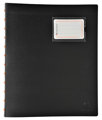Exacompta - Ref 86434E - Box of 4 Exactive Removable Ring Binder with 40 Detachable Pockets - 80 Views - 5 Colour dividers with Label Holder - for A4 - Black Cover