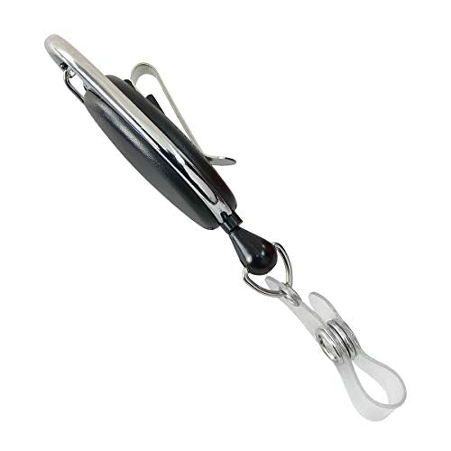 Bulk 100 Pack - Premium Oval Badge Reel with Carabiner & Belt Clip - Dual Clip Retractable ID Holder with Vinyl Strap to Attach Access Key Card, Keychain or Name Tag by Specialist ID (Black)