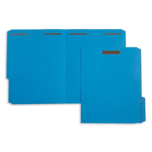 Blue Summit Supplies 50 Fastener File Folders, 1/3 Top Tab, Blue
