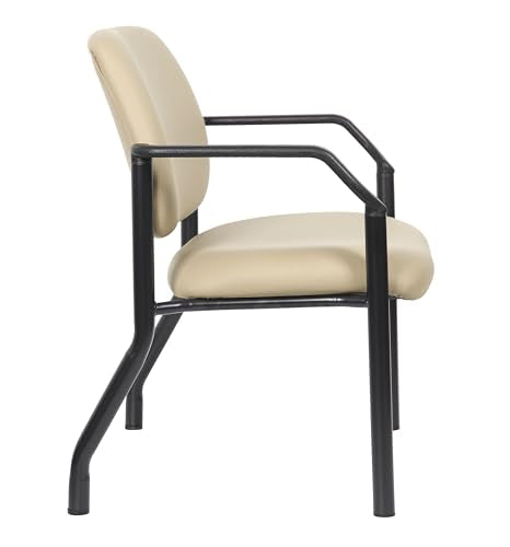 Boss Office Products Guest Chair, Vinyl, 500 lb. Weight Capacity in Beige