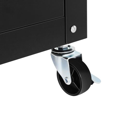 Commercial Furniture Mobile Utility AV Cart for Video Projector Laptop Computer Mobile Workstation Utility Media Cart Rolling Storage Stand w/Locking Cabinet Keyboard Shelf L 20.25" x W 18" x H 41.5"