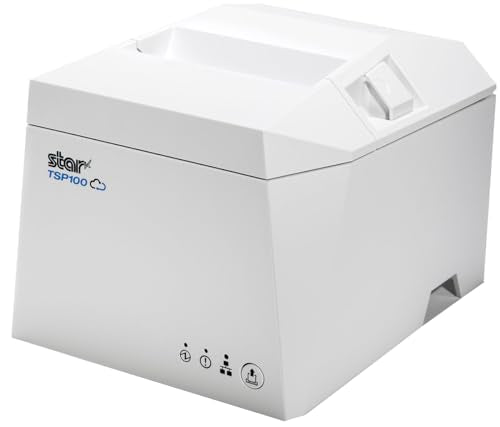 Star Micronics TSP143IVUE USB/Ethernet (LAN) Thermal Receipt Printer with Android Open Accessory (AOA), CloudPRNT, Cutter, and Internal Power Supply - White