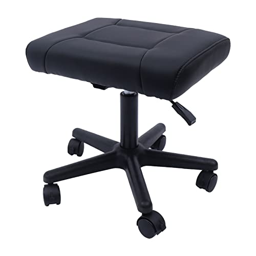 onsjkabv Office Footrest Height Adjustable Footstool Foot Stool with Wheels Black