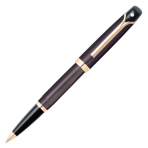 Sheaffer Valor Rollerball Pen, Glossy Brown with 22KT Gold Trim, Italian-Made, Gift Box Included