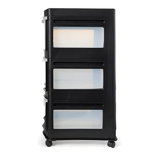 Life Story 2 Pack 3 Drawer Plastic Shelf Storage & Organizer w/Wheels,Black