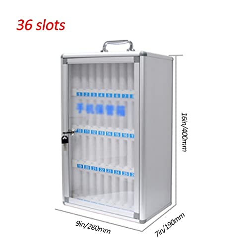 Aluminum Alloy Pocket Chart Cell Phones Storage Cabinet for Cell Phones,Wall-Mounted with A Locked,Can Be Carried by Hand for Office Classroom Factory (Color : Silver, Size : 36)
