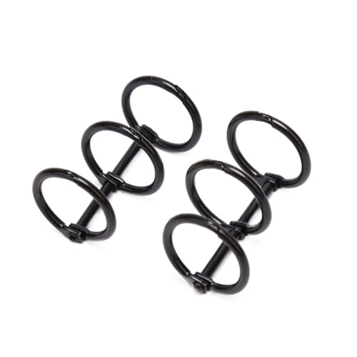 A6 Binder Rings 15Pcs Metal Loose Leaf Book Binder 3 Rings Scrapbook Clips DIY Three-Ring Buckle Calendar Ring for Notebook(Black)