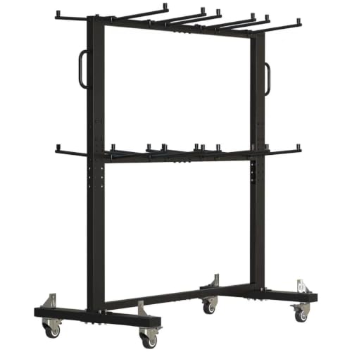 INNOVART Two-Tier Folding Chair and Table Combo Cart, Heavy Duty Stacking Chair Dolly with Wheels, 84-Chair Capacity Foldable Seat & Table Wheeled Storage Dolly for Commercial Event Hotel Party Use