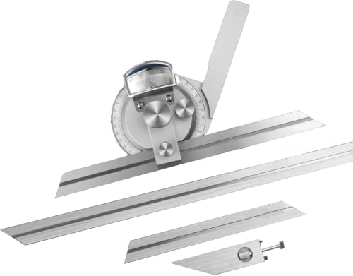 360° Universal Bevel Protractor Angle Finder, Detachable Angle Finder Measuring Ruler, 5' Resolution, with Magnifying Glass, Built-in Fine-Tuning Device, for Angle Measurement