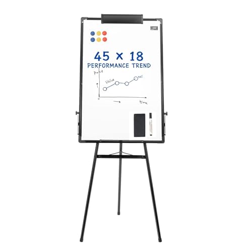 Magnetic Whiteboard Easel Stand, 36" x 24" Adjustable Height Dry Erase Board with Tripod Stand, Portable Flipchart & Presentation Board for Office, Home, Classroom