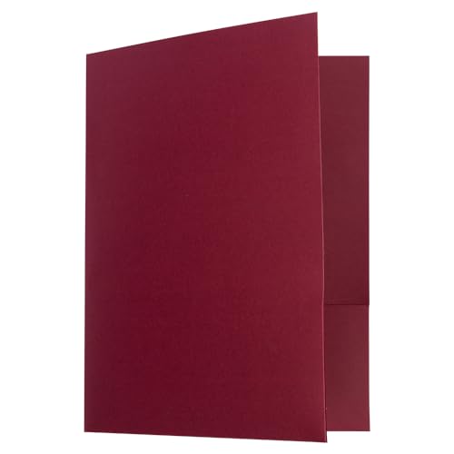 JAM PAPER Two Pocket Textured Linen Presentation Folders - Letter Size Business Folder - Burgundy - Bulk 100/Box