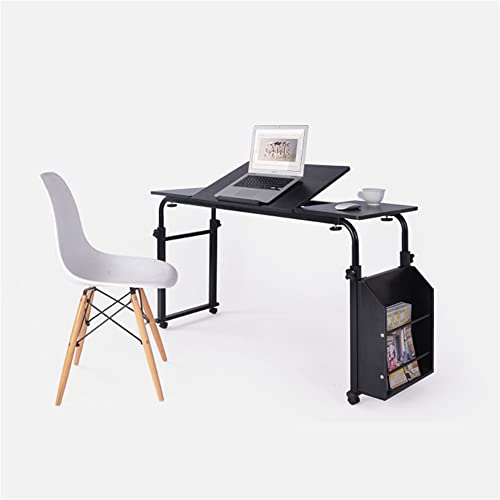 CeRaBuRET Cross-Bed Stretchable Lazy Computer Desk, Mobile Laptop Rolling Desk Cart Computer Table Stand Adjustable Height Storage Multi-Functional Mobile Desk for Bedroom Office