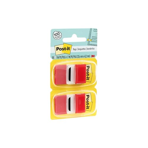 Post-it 680RD12 Marking Page Flags in Dispensers, Red, 50 Flags/Dispenser, 12 Dispensers/Pack