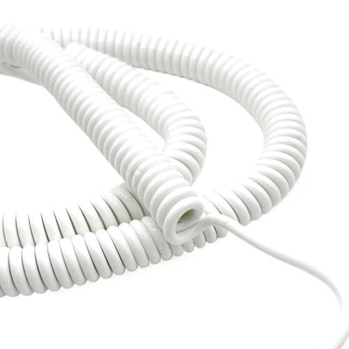 Coiled Curly Mains Flex Multicored Cable Spiral Spring Power Cord 2 Core