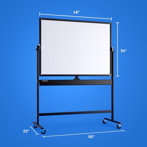 Kamelleo Rolling Whiteboard on Wheels 48" x 36", Double Sided White Board