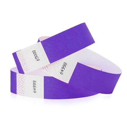 5,000 WristCo Purple Tyvek Wristbands for Events - Tamper-Proof