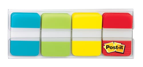 Post-it Tabs, 1 in Solid, Aqua, Lime, Yellow, Red, 22/Color, 88/Dispenser (686-ALYR1IN) (24 Pack)