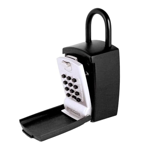 KeyGuard SL-501 Punch Button Lock Box | Portable Shackle LockBox For Outside - Fits House Keys, Car Keys, Fobs, & More | Keypad Safe Box, Digital Push Button Combination Lock | Black Finish