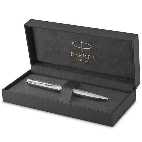 Parker Sonnet Ballpoint Pen, Stainless Steel with Palladium Trim, Medium Point Black Ink (1931512)