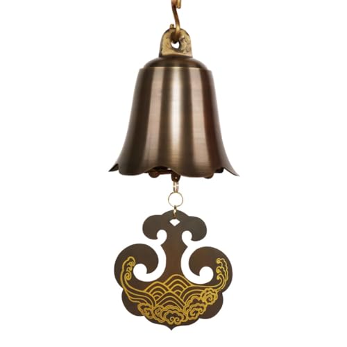 13.5cm Chinese Style Retro Architecture Temple Courtyards Copper Bells Pure Copper Wind Chime Pendants