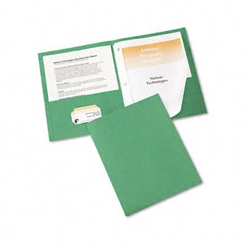 Avery Two-Pocket Report Cover with Tang Fasteners FOLDER,2 PKT W/FST 25,GRN (Pack of5)