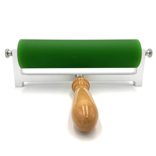 UILMLIO Rubber Brayer Roller for Printing, Ink Roller with Wooden Handle for Block Printing, Linocut and Relief Art Crafts 50mm*50mm (50mm*100mm)