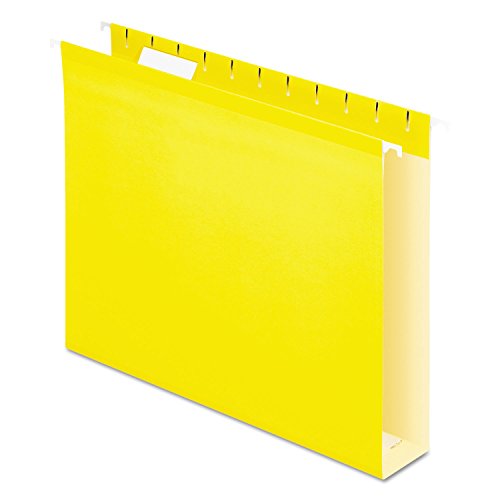 Pendaflex 4152X2YEL Reinforced 2-Inch Extra Capacity Hanging Folders, 1/5 Tab, Letter, Yellow, 25/Box