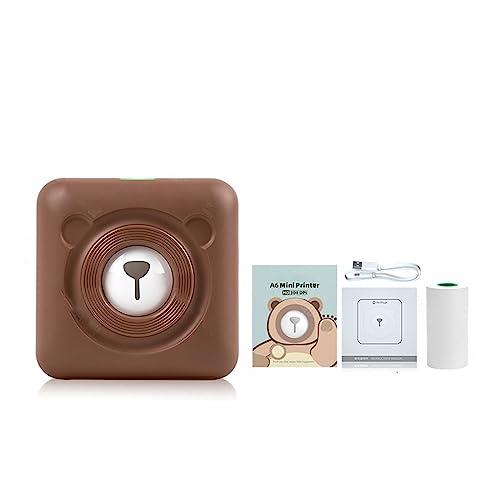 MKJGGII Red Portable Thermal Photo Printer Wireless Mini Pocket Pictures Label Sticker Printing 58mm(304dpi Brown Printer)