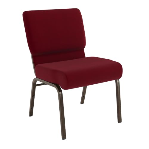 Flash Furniture HERCULES Series 21''W Stacking Church Chair in Burgundy Fabric - Gold Vein Frame