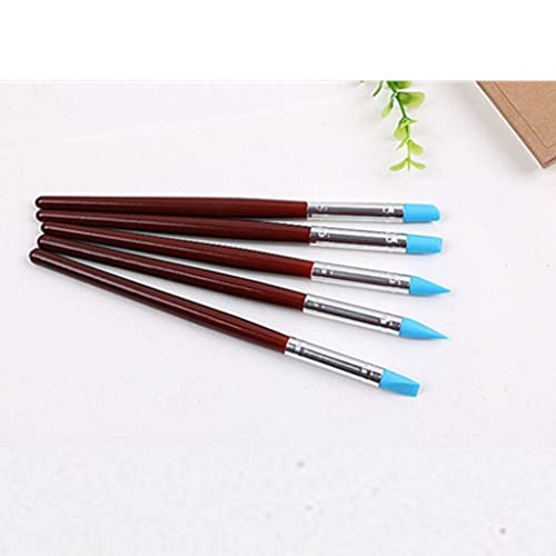 HBJWOV 5pcs Rubber Silicon Tip Paint Brushes for Watercolor Oil Painting Shaping Carving Tool Sculpture Clay Tools