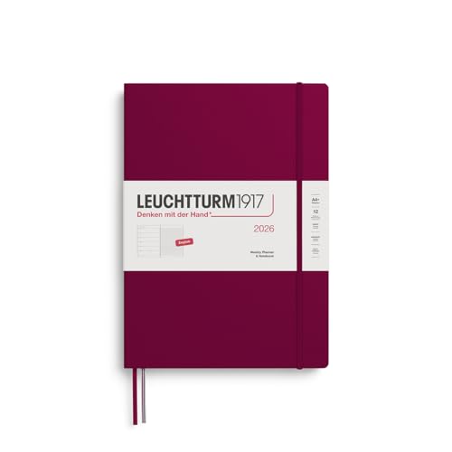 LEUCHTTURM1917 372641 Weekly Calendar & Notebook Master (A4+) 2026, Port Red, English