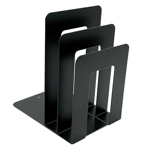 Huron Large 8" Decorative Steel Non-Skid Metal Bookend/Sorters for Shelves Heavy Duty, Black (1/3/8/24/72 pc) (8 pc)