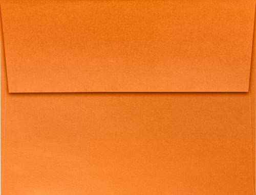 LUXPaper A2 Invitation Envelopes | Peel & Press | 4 3/8" x 5 3/4" | Flame Orange Metallic | 80lb. Text | 1,000 Qty