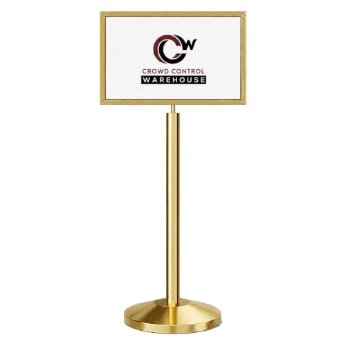 CCW 14 X 22 Inch Horizontal Pedestal Floor Sign Frame, Polished Brass