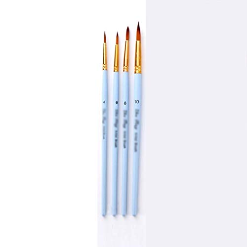 HBJWOV 4Pcs/Set Drawing Art Supplies Watercolor Paint Pen Artist Paint Brush Nylon Hair Wooden Handle Matte Oil Painting Brushes(A)