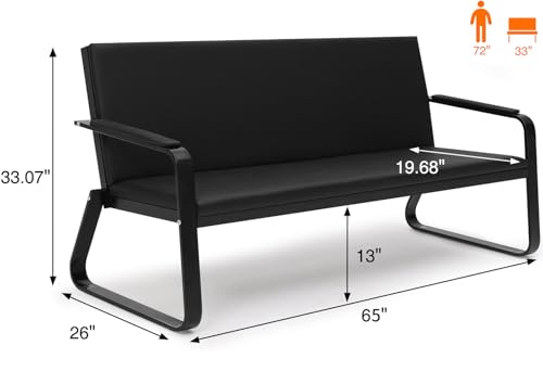 wonline 3-Seat Waiting Room Bench with Armrest PU Leather Office Waiting Room Furniture, Office Guest Seating Lobby Conference Reception Chair for Airport Clinic Hospital