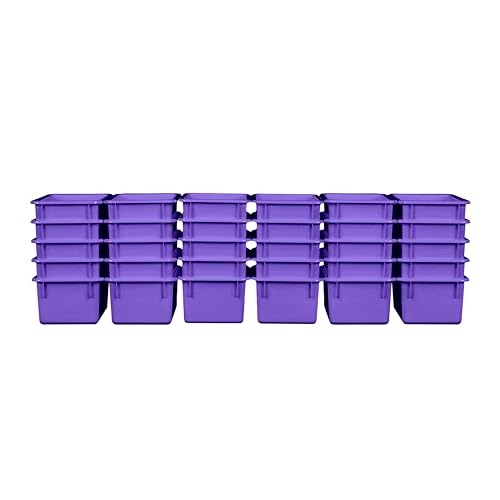 Wood Designs Cubby Storage Bin, Heavy Duty Plastic Containers for Kids Purple Cubby Tray Set of 30