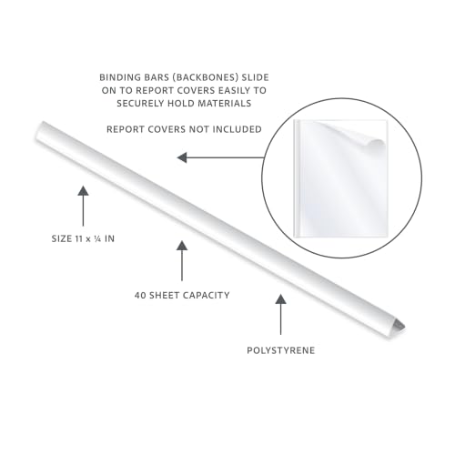 C-Line Slide N Grip Binding Bars for Report Covers, White, 100/Box (34447)