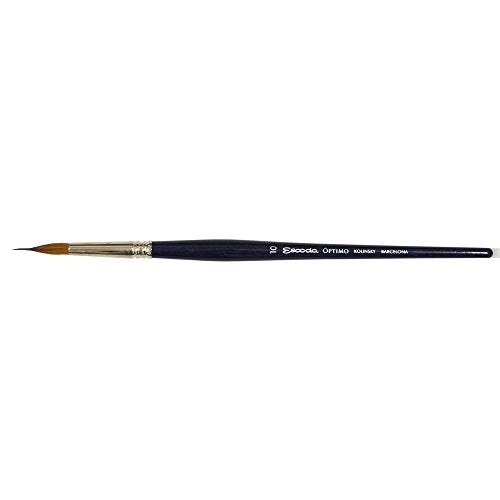 Escoda Optimo Series 1310 Artist Watercolor & Acrylic Short Handle Paint Brush, Pure Kolinsky, Liner, Size 10