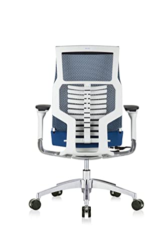 POwerFIT Exec Chair Blue Fabric SEAT/MESH Back-White Frame
